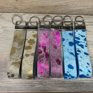 Acid Wash Cowhide Keychain